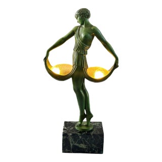 Art Deco Sculptural Table Lamp by P. Le Faguays, C. 1930 For Sale