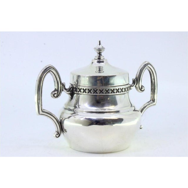Silver Sugar Bowl with Grooved Handles and Knob Lid For Sale - Image 6 of 7