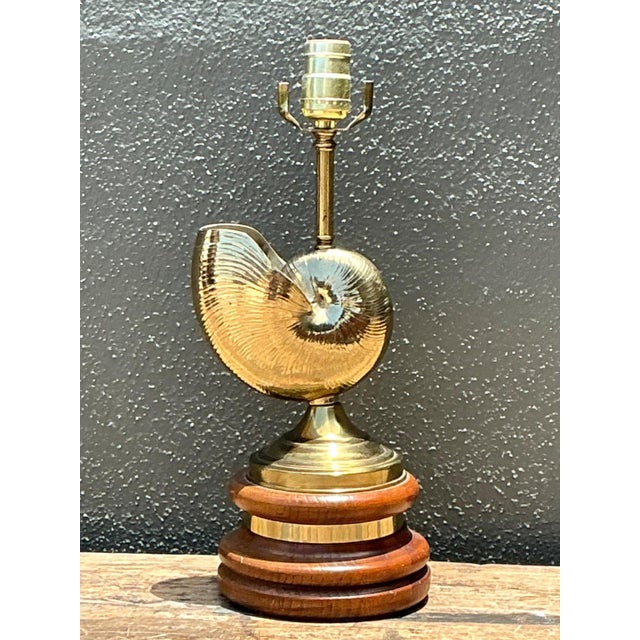 Vintage Brass Nautilus Shell Table Lamp For Sale - Image 10 of 16