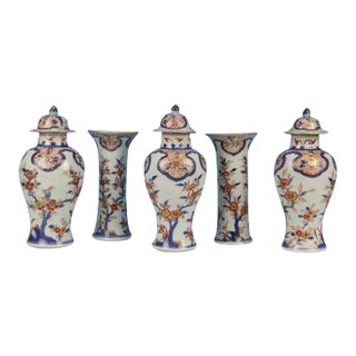 18th Century Chinese Export Porcelain Vases & Covered Jars - Set of 5 For Sale