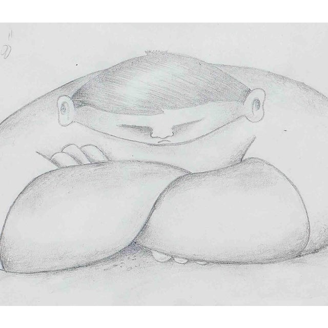 Alberto Godoy Modern Black and White Abstract Figurative Pencil Drawing Study of a Seated Man, 21st Century For Sale - Image 10 of 10