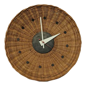 George Nelson Rattan Clock — Mid-Century Modern Design | Vintage Wall Clock