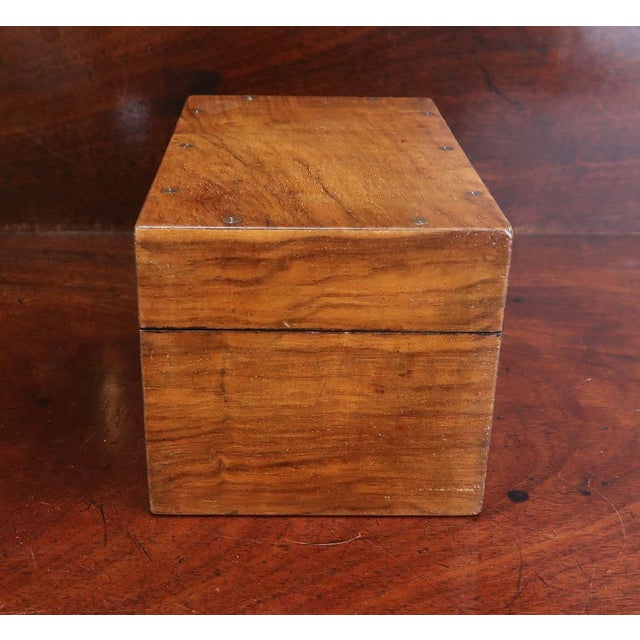 Wood Small Antique Walnut Box with Marbleized Paper Interior, England, 1870s For Sale - Image 7 of 10