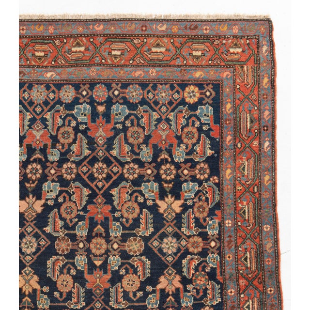 Antique Circa 1900 Blue Hamadan Hand Knotted Rug 4'4 X 6'10 For Sale - Image 9 of 12