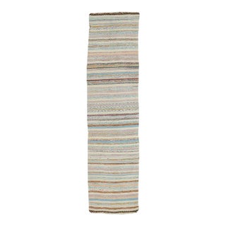 Mid 20th Century Vintage Striped Turkish Kilim Runner For Sale