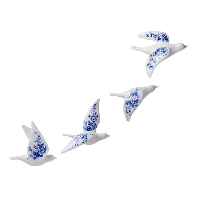 Delft Blue Wall Decoration Ceramic Birds from Heinen Delfts Blauw, 2026, Set of 4 For Sale