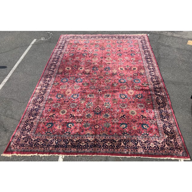 An awesome Antique Vintage design decorative Turkish rug.it measures 13’8” x 21’8” it has been cleaned up by professional...