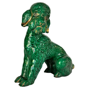 Poodle Sculpture in Ceramic with Hand-Painted Details, 1970s