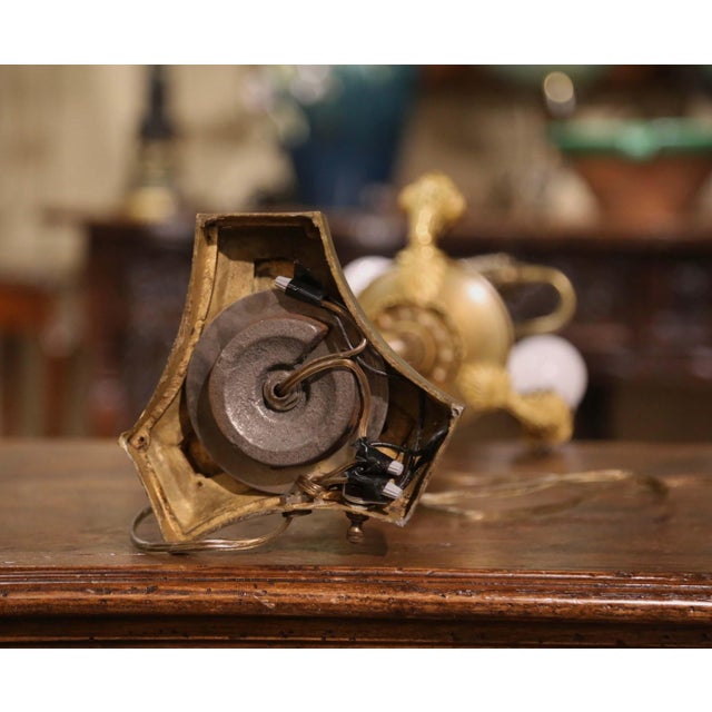 19th Century French Empire Bronze Dore Two-Light Candelabra Table Lamp For Sale - Image 11 of 11