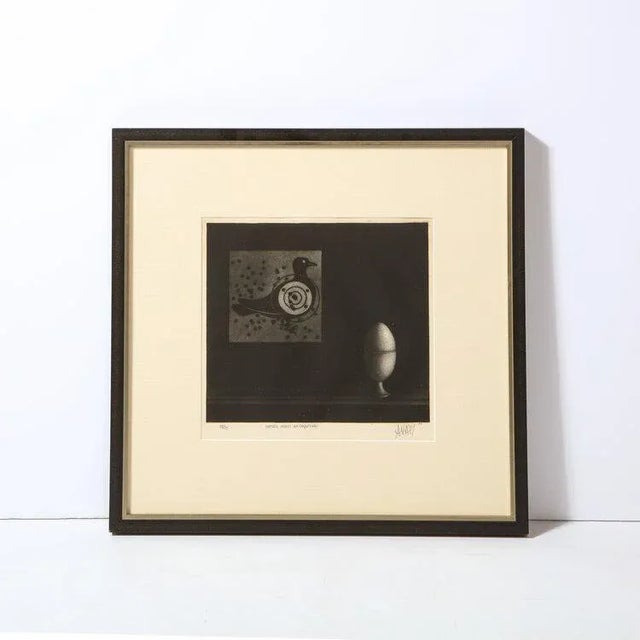 This elegant mezzotint print, entitled, "Nature morte au coquetier", was realized by the esteemed artist Mario Avanti in...