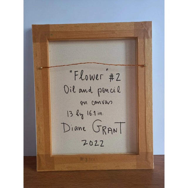 Orange # 'Flower' #2 - High-End Framed Cy Twombly Style Minimalist Botanic Oil on Canvas For Sale - Image 8 of 8