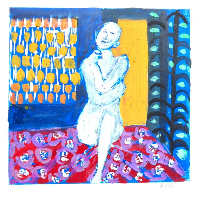Figurative "French Woman" Contemporary Female Nude Gouache Painting by Martha Holden For Sale - Image 3 of 7