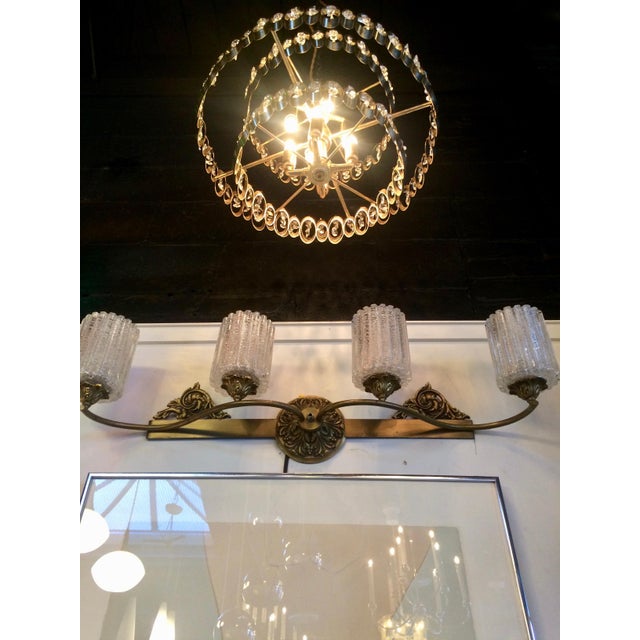 Metal 1970s Vintage Gaetano Sciolari Three Tier Brass Pendant For Sale - Image 7 of 8