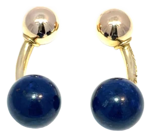 Tiffany & Co. 14k Yellow Gold Lapis Ball Cufflinks