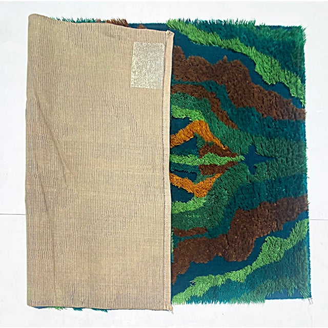 1970s Scandinavian Modern Danish Rya Rug W/ Vibrant Colors & Earth Tones For Sale - Image 5 of 6