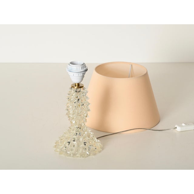 Large Lamp in Murano Rostrato Glass and Brass with Pink Shade from Barovier, Italy, 1940s For Sale - Image 12 of 13
