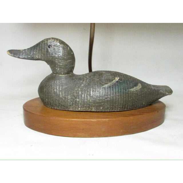 Dove Gray Antique Duck Decoy Lamp For Sale - Image 8 of 14
