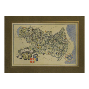1960's French Vintage Mini Map, Les Alpes