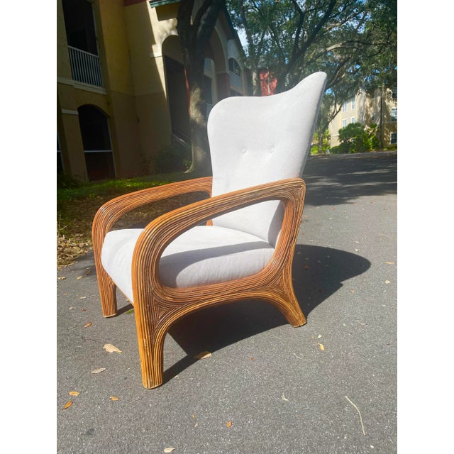 Rare Adrian Pearsall Split Reed Wing Chair For Sale - Image 9 of 9