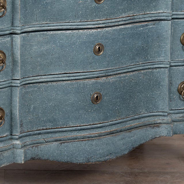 Late 18th Century Blue Swedish Rococo Chest of Four Drawers For Sale - Image 14 of 18