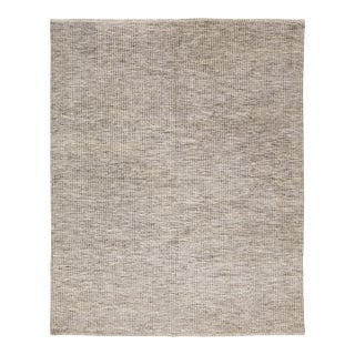 Modern Moroccan Style Wool Rug Neutral Earth Tones & Minimalist Grid Pattern For Sale