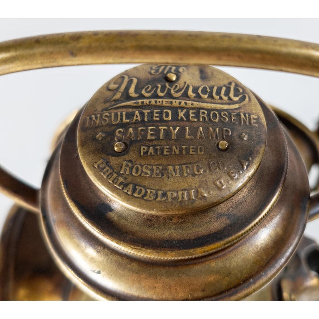 19th or 20th Century Brass Bicycle Carriage "Neverout" Lantern For Sale - Image 9 of 13