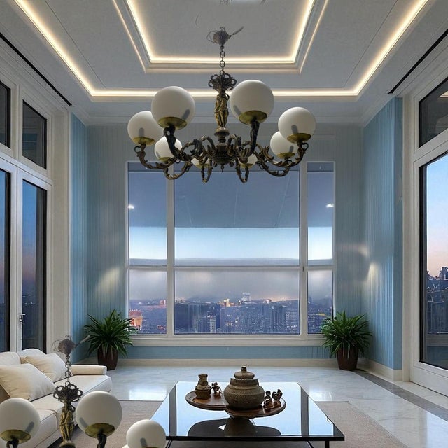 Brown Bronze Chandelier with Sculpted Female Figures and Glass Globes, 1950s For Sale - Image 8 of 13