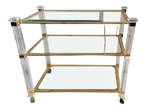 Charles Hollis Jones Lucite & Brass Three-Tier Tea Cart