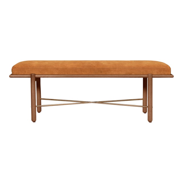 Halls Bench, Brown Suede For Sale
