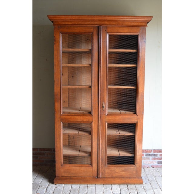 Brown Antique Oak Bookcase with Mesh Doors For Sale - Image 8 of 11