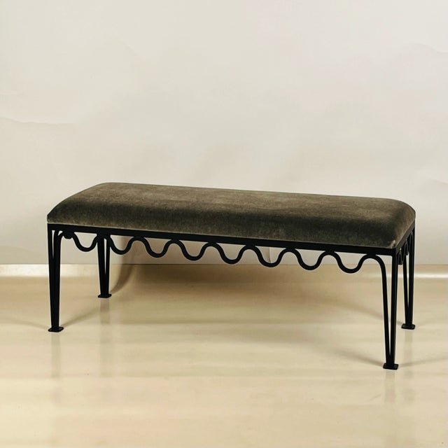 The Méandre™ bench by DESIGN FRÈRES® in mohair velvet. Upholstered firm in mohair velvet. Mohair velvet is extremely...