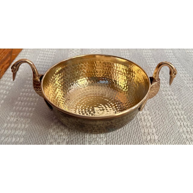 Vintage Solid Brass Swan Bowl For Sale - Image 4 of 11