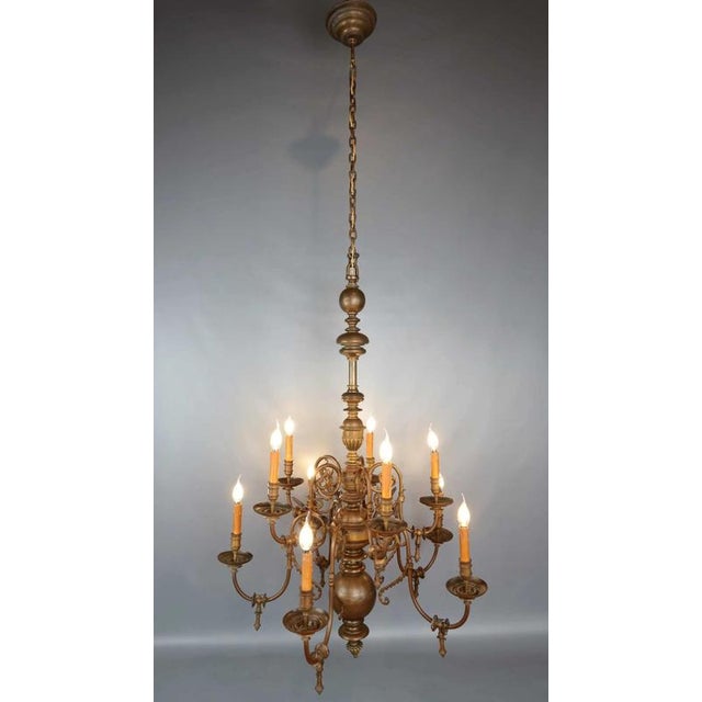 Antique Ten-Armed Bronze Castle Chandelier For Sale - Image 6 of 8