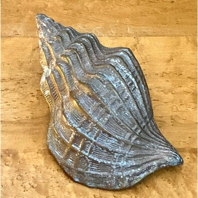 Contemporary Vintage Patinated Brass Conch Shell For Sale - Image 3 of 12