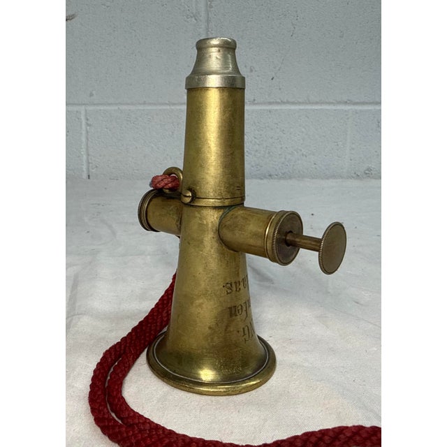 Rare Antique 19th Century German Engraved Brass Silver Signal Horn Trumpet For Sale - Image 4 of 12