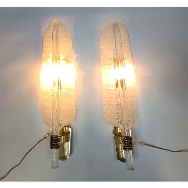 Large Brass and Crystal Sconces attributed to Andre Arbus and Veronese, 1950s, Set of 2 For Sale - Image 13 of 13