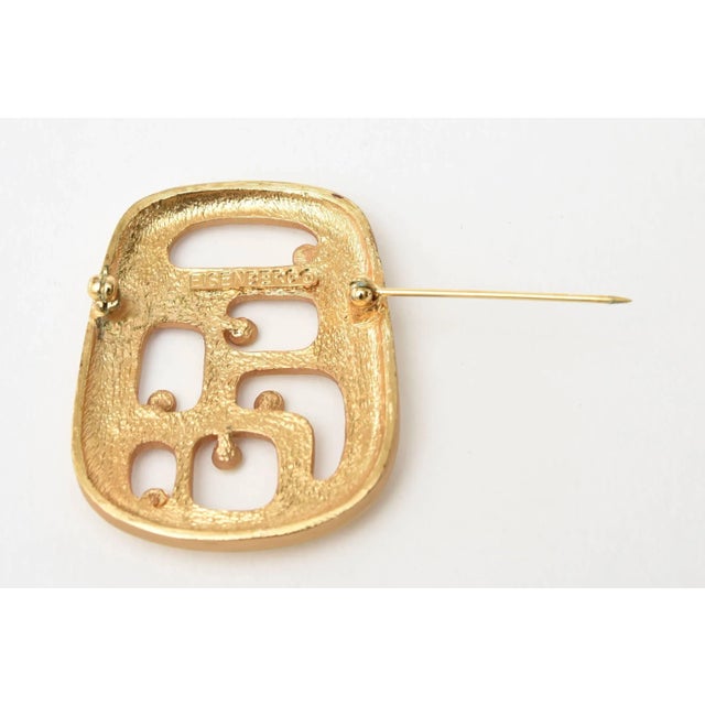 Metal Vintage Signed Eisenberg Gold Plated Modernist Abstract Pin or Brooch, 1970's For Sale - Image 7 of 8