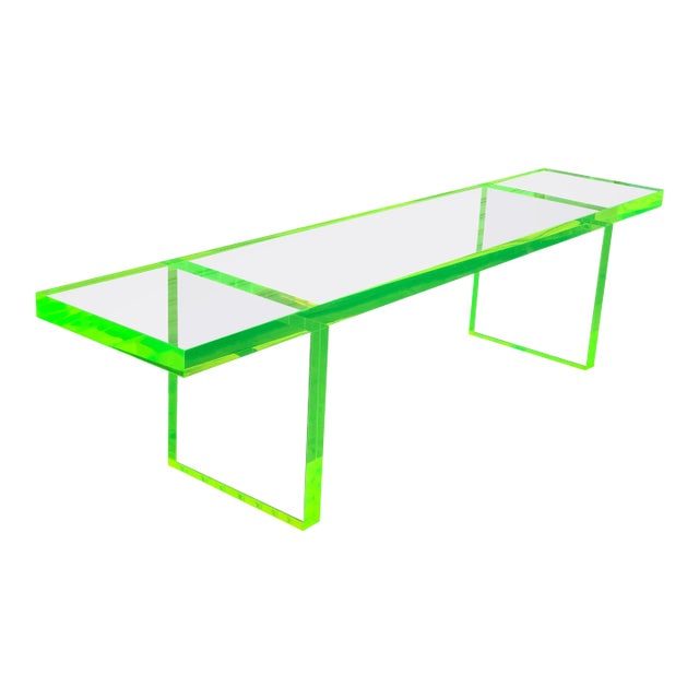 Early 21st Century Amparo Calderon Tapia Custom Lime Green Lucite Bench For Sale