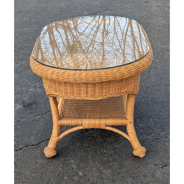 Vintage Wicker Coffee Table Circa 1980s For Sale - Image 4 of 10