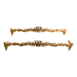 Antique Italian Curtain Rods in Giltwood, Set of 2 For Sale