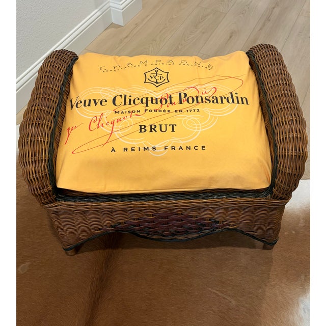 1970s Large Vintage Tommy Bahama Style Wicker Ottoman For Sale - Image 5 of 5