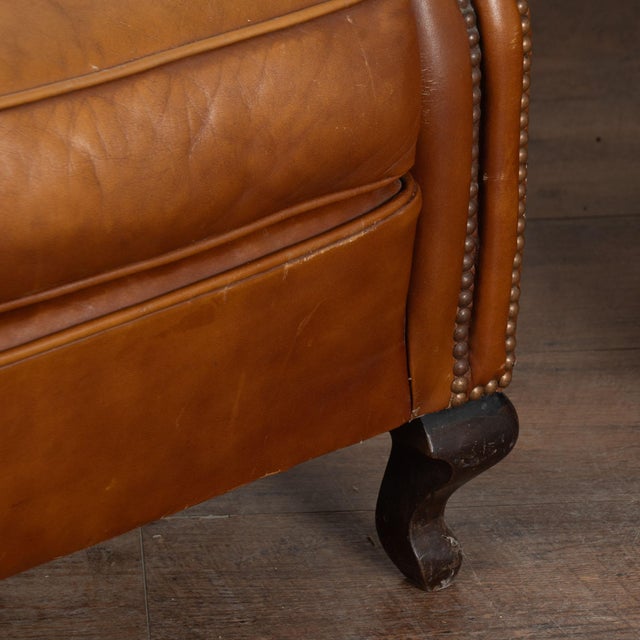 Pair, 20th Century Vintage Brown Leather Chesterfield Club Chairs For Sale - Image 12 of 15