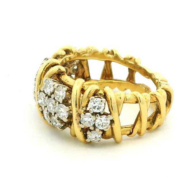 Gold Vintage Italian 18k Gold Diamond Openwork Ring, 2.20 Carats, Circa 1980, Size 6.75 For Sale - Image 8 of 17