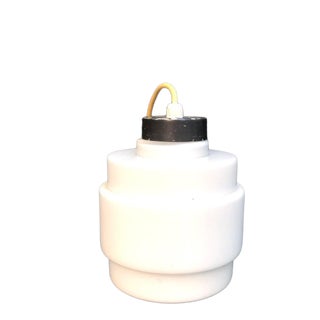 Midcentury Milk Glass Cylindrical Light Fixture / Pendant For Sale