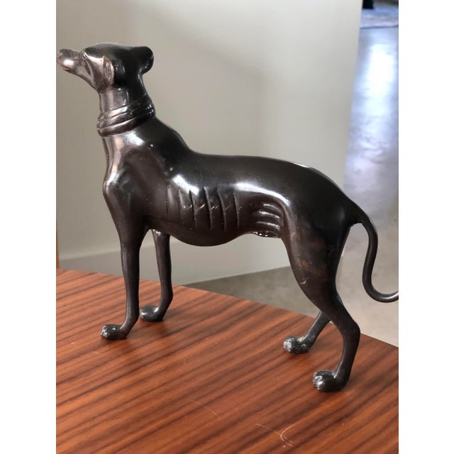 Late 20th Century Bronze Greyhound Statuette For Sale - Image 4 of 7