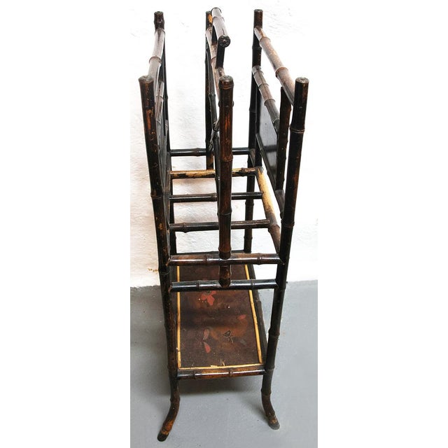 Brown Antique Chinese-Styled Bamboo Music/Magazine Stand For Sale - Image 8 of 9