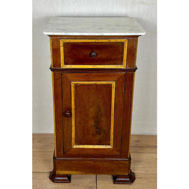 Pair of Spanish Wooden Nightstands with Marble Top, 1930s For Sale - Image 9 of 14