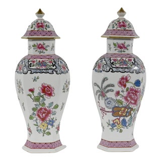 Chinese Hexagonal Vases in Earthenware For Sale