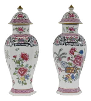 Chinese Hexagonal Vases in Earthenware