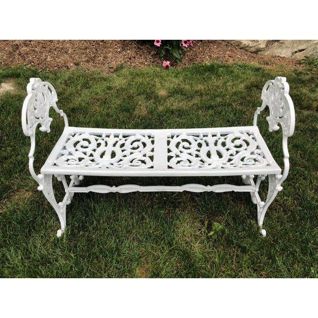 1950s Neoclassical White Aluminum Garden Bench Chairish